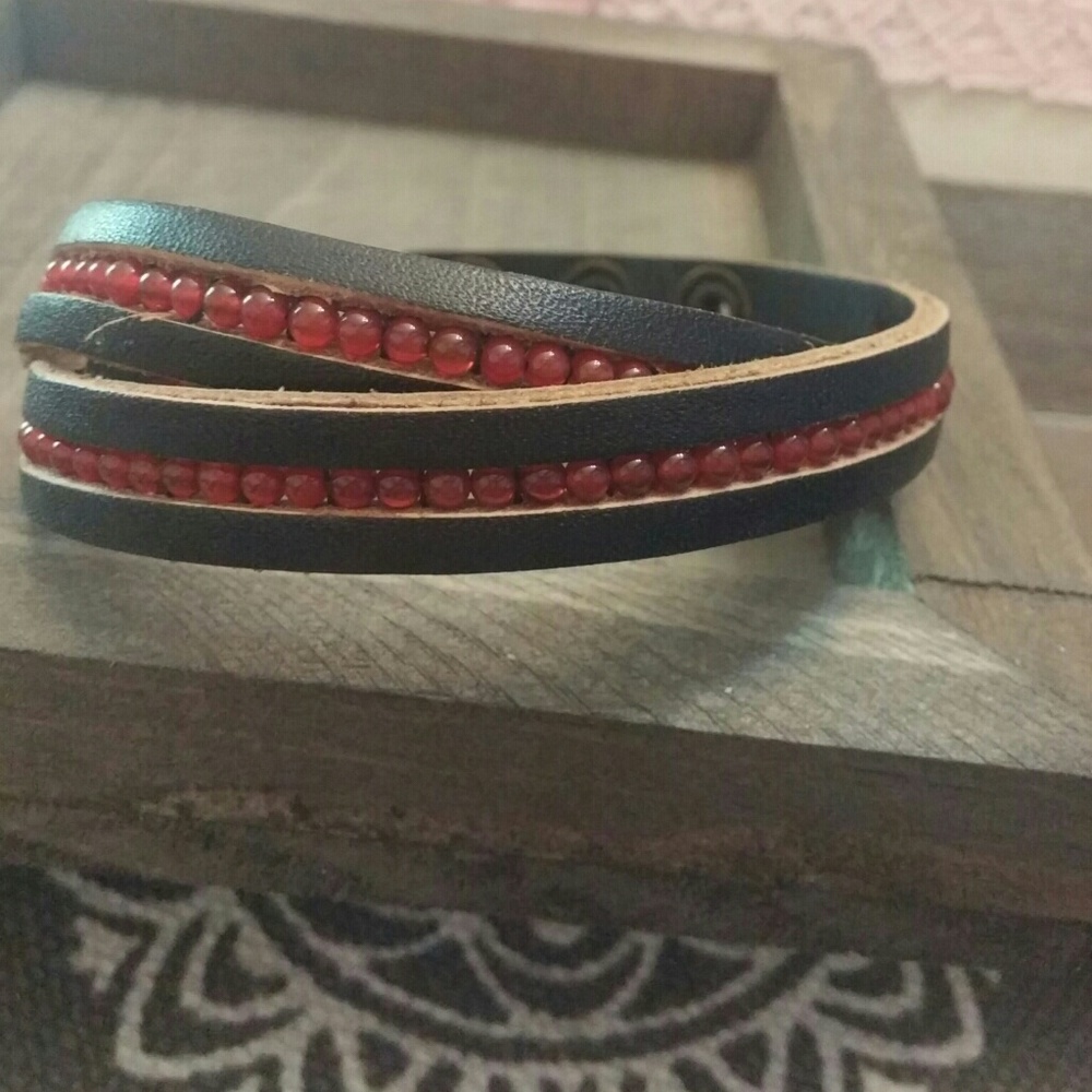 Jewel Kade Leather Wrap around Bracelet