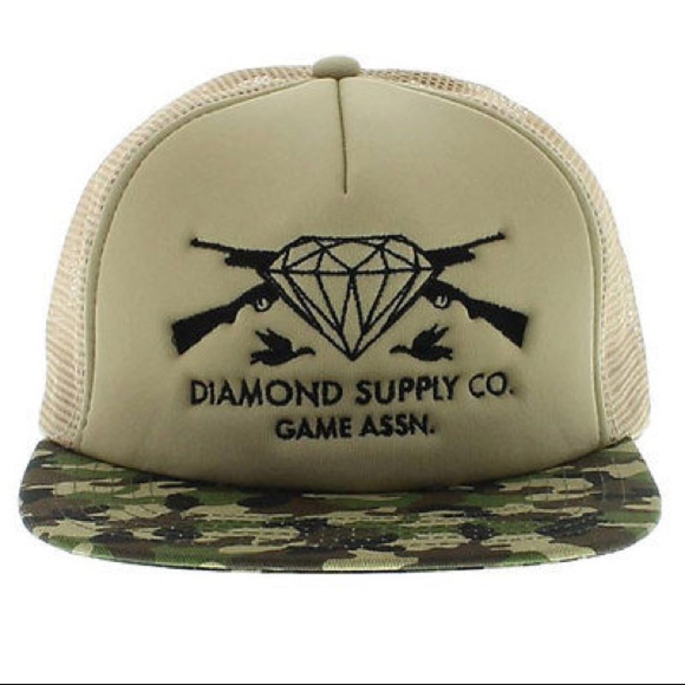 Diamond Supply Co Green Camo Trucker Hat