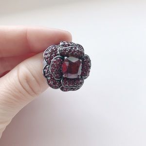 Ariella Collection Ruby Hematite Swarovski Ring