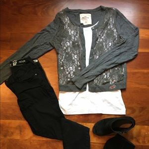 Dark Gray Laced Cardigan