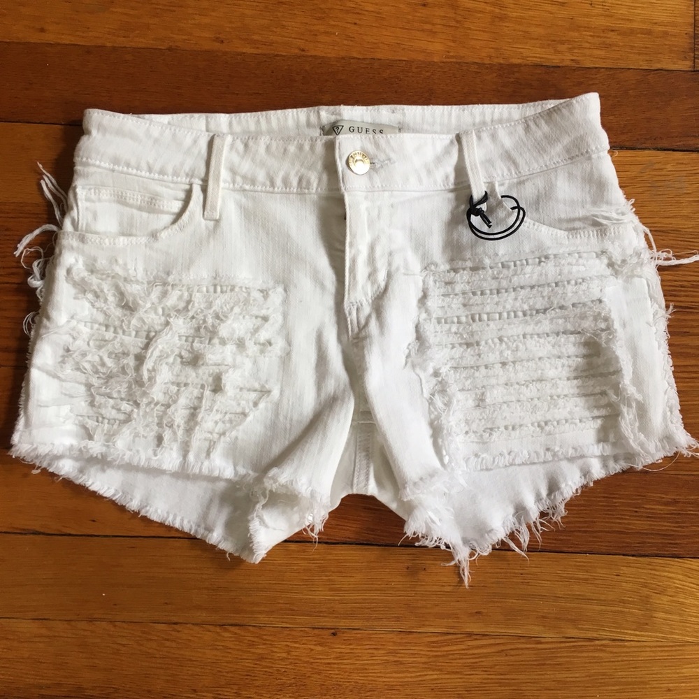 GUESS Distressed Denim Shorts