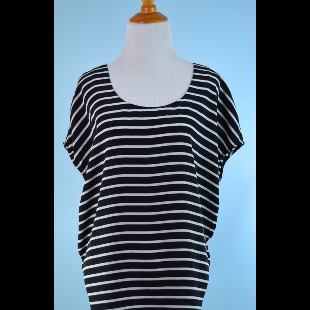 JOIE black cream stripe 100% silk tunic top XS