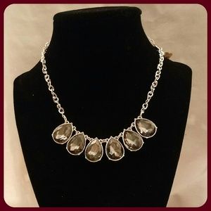 Smoke Crystal Teardrop Necklace & Earring Set
