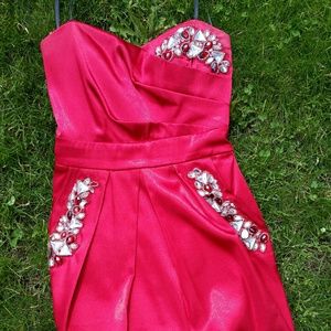 Red cocktail/ homecoming dress with pockets