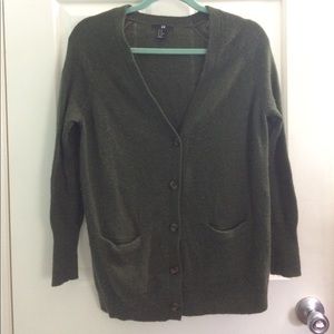 Olive Green Buttoned WOOL Cardigan