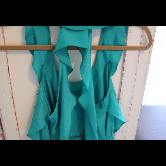 Teal Ruffle Tank with Racerback Details - Picture 4 of 4