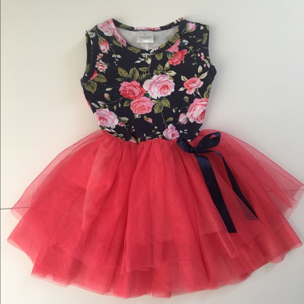 🎉HP🎉 Stretchy Floral and Tulle toddler dress
