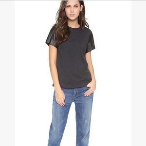 NEW SALE Vince Leather Short Sleeve Leather Tee