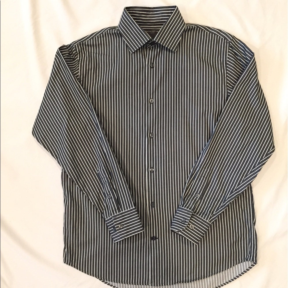 Banana Republic Gray and White Stripe Shirt