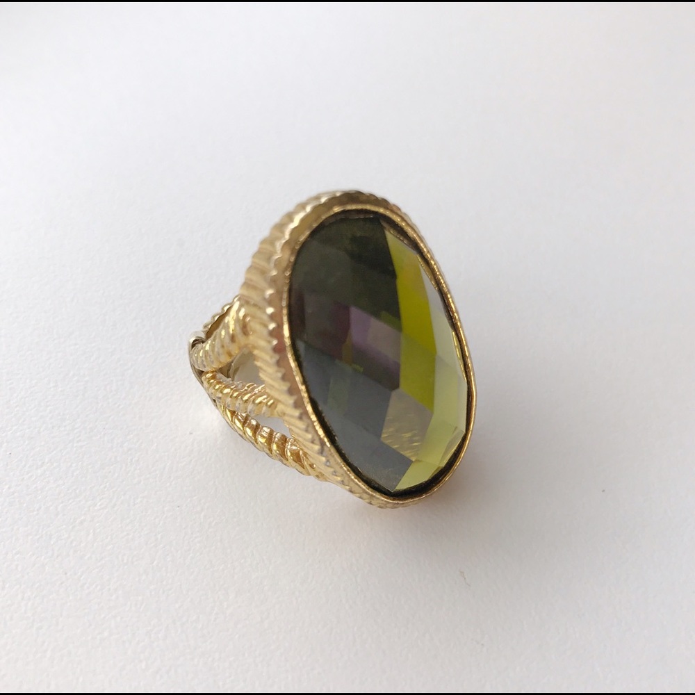Ariella Collection Emerald Stone & Gold Ring