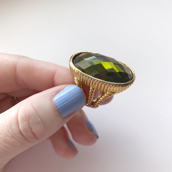 Ariella Collection Emerald Stone & Gold Ring - Picture 2 of 4