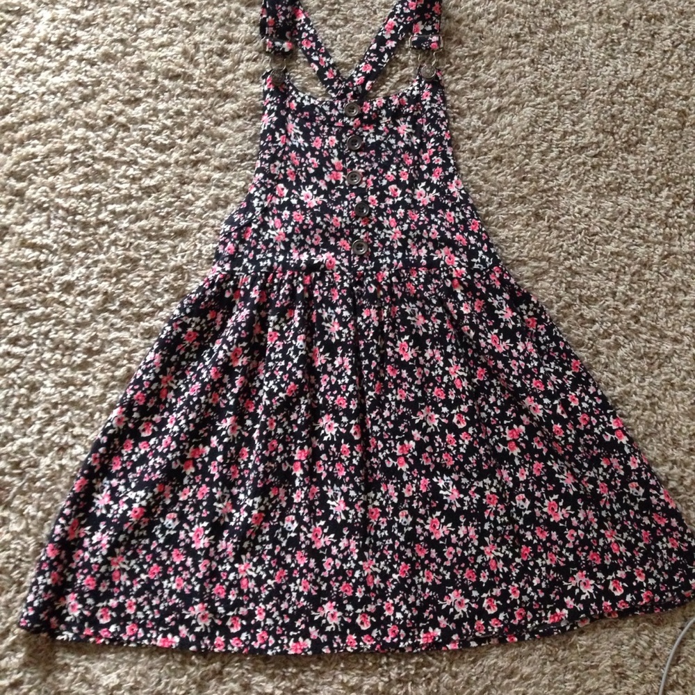 Flower Print Overall Dress