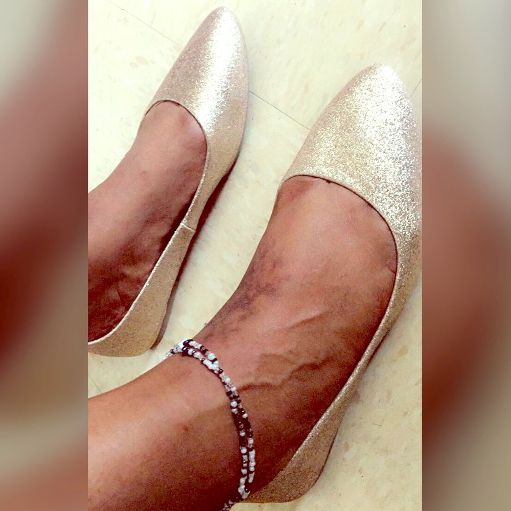 Gold glitter flats