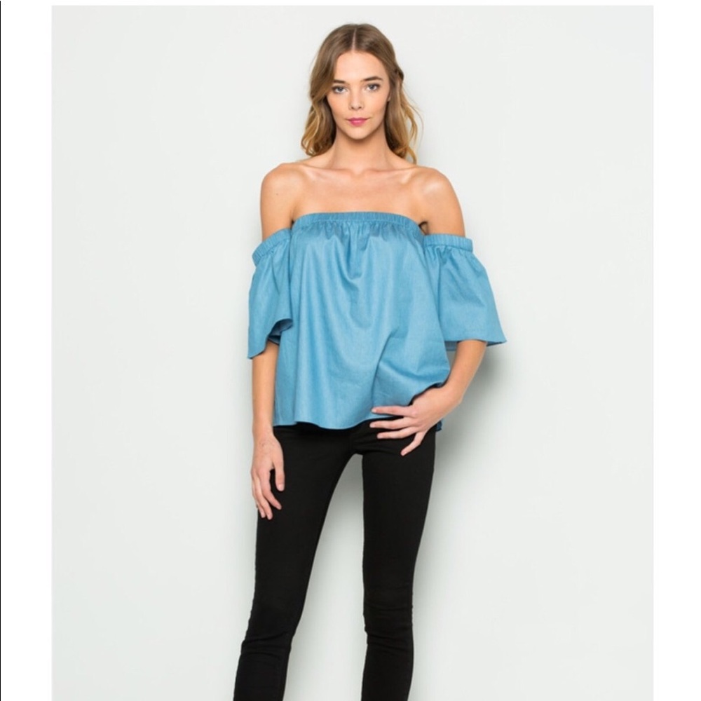 Denim Off Shoulder Top