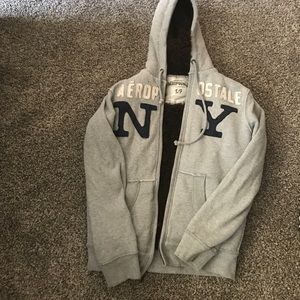 Boys zip up, fur lined hoodie