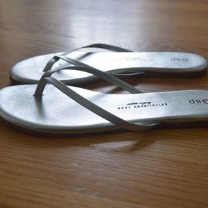 Never Worn Before Silver Flip Flops from the GAP