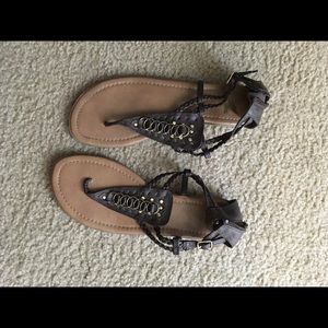 Black and brown sandals size 10