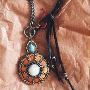 Lucky Brand Bohemian Leather Strap Necklace