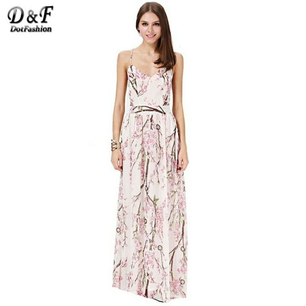 Sexy Elegant Party Spaghetti Strap Backless Floral