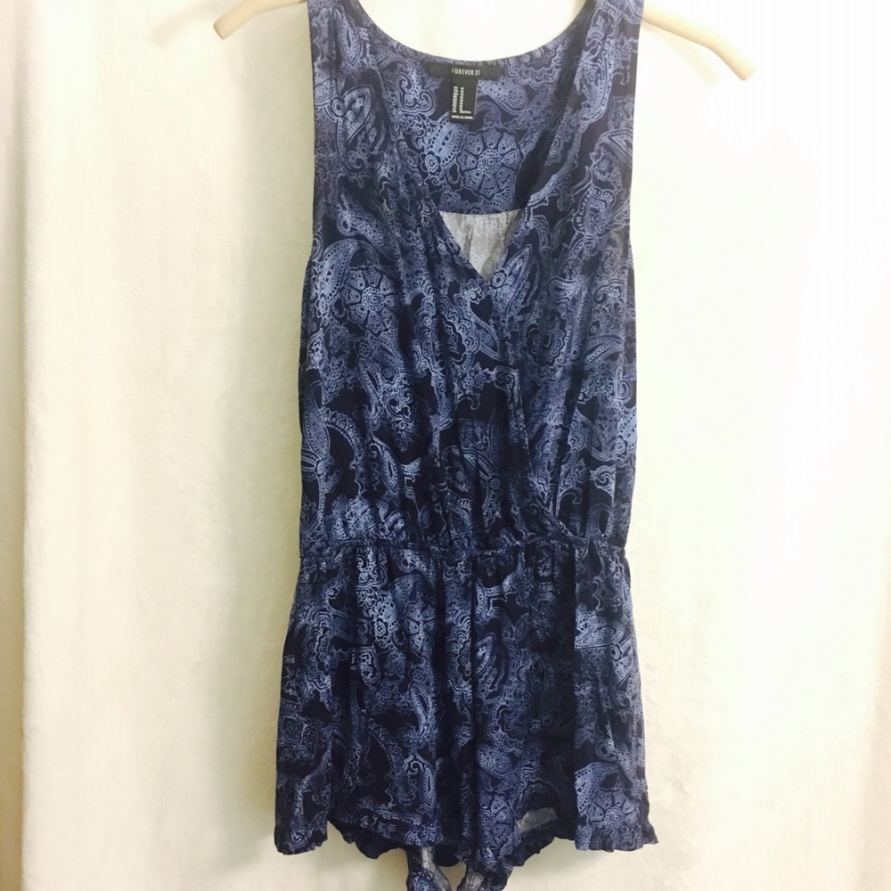 Blue Sleeveless Romper