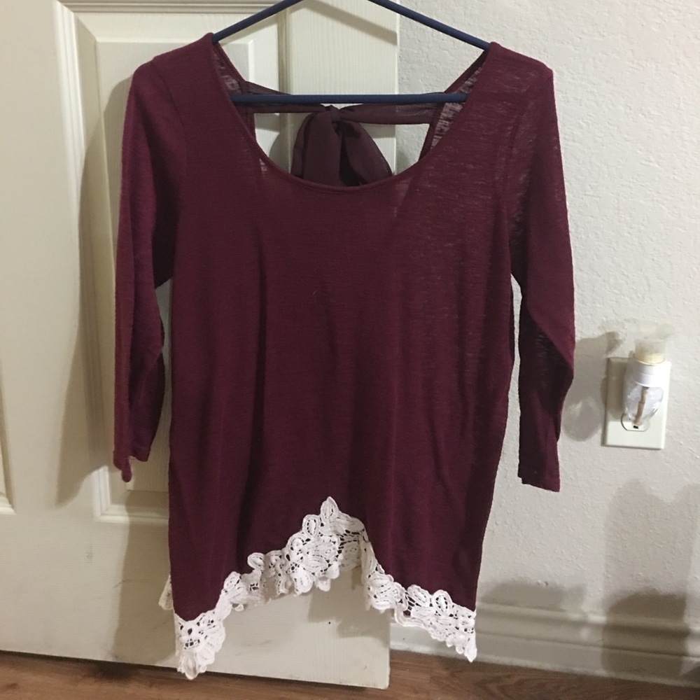 Maroon with lace 3/4 top