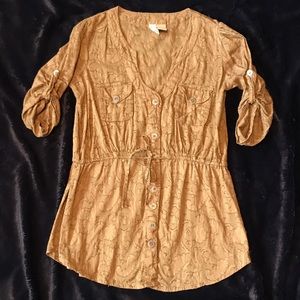 BKE Gold Button-down Top