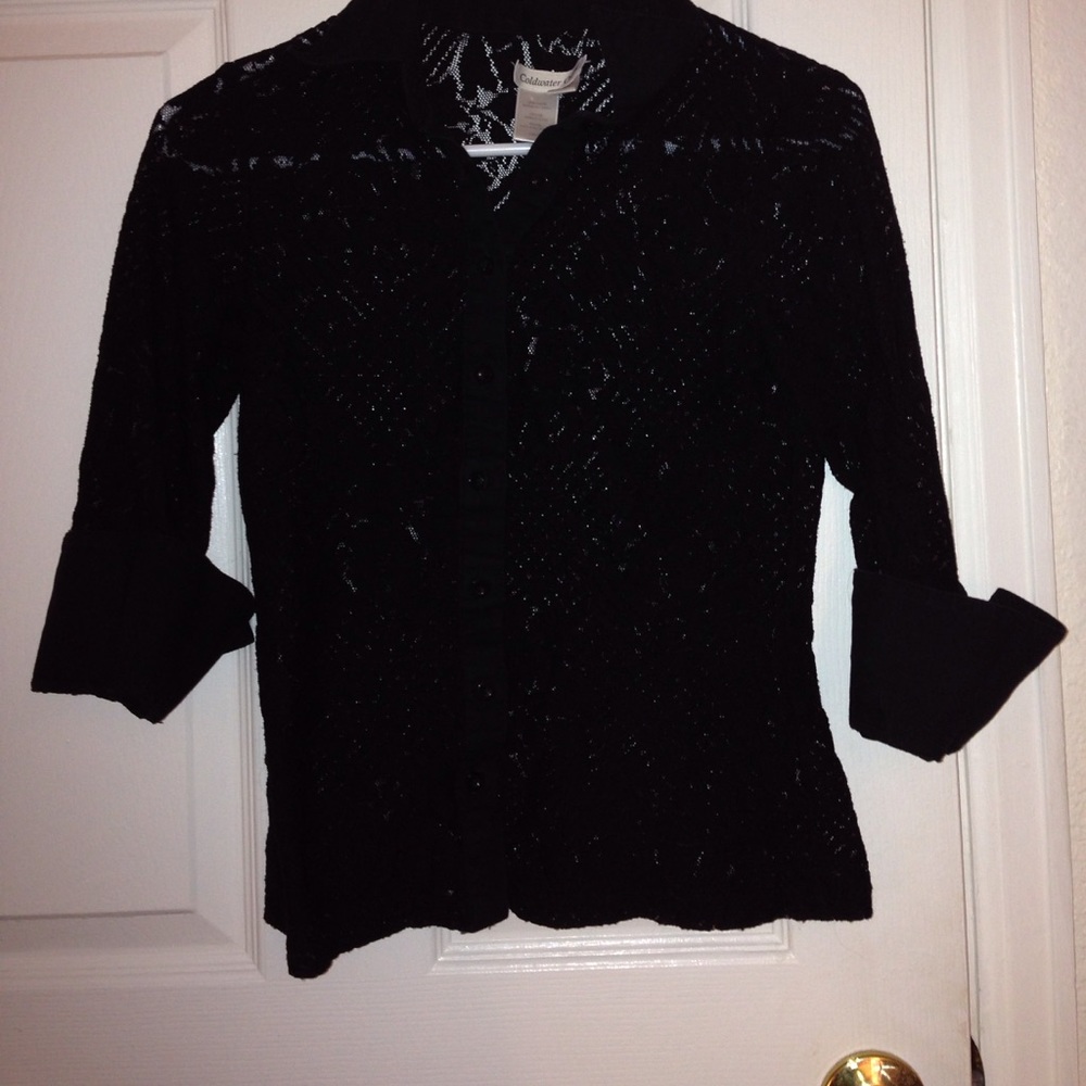Lace Black Button Up