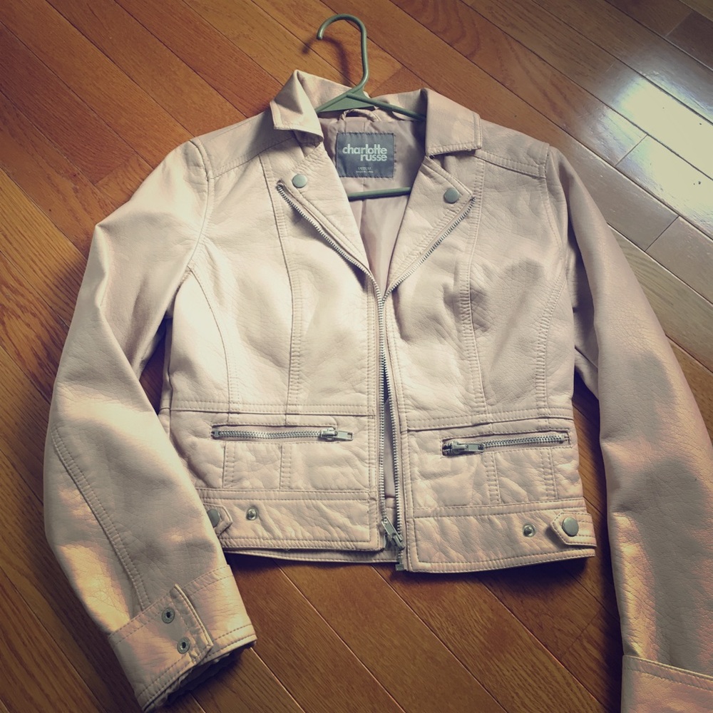 Light pink leather jacket
