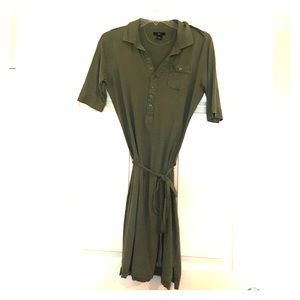 Army green tie waist dress