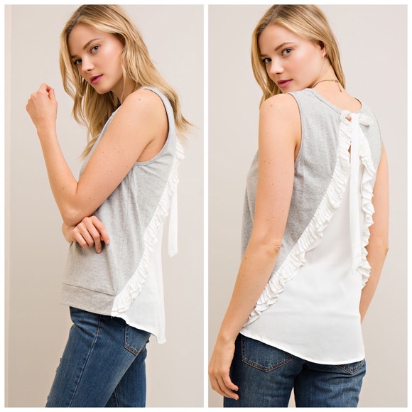 LAST 1! 💕Heather gray contrast back top - Picture 4 of 5