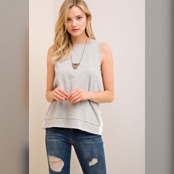 LAST 1! 💕Heather gray contrast back top - Picture 5 of 5