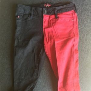 Royal Bones Hot Topic Red/Black Skinny Jeans