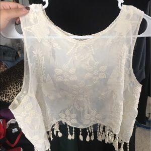 crochet white crop top