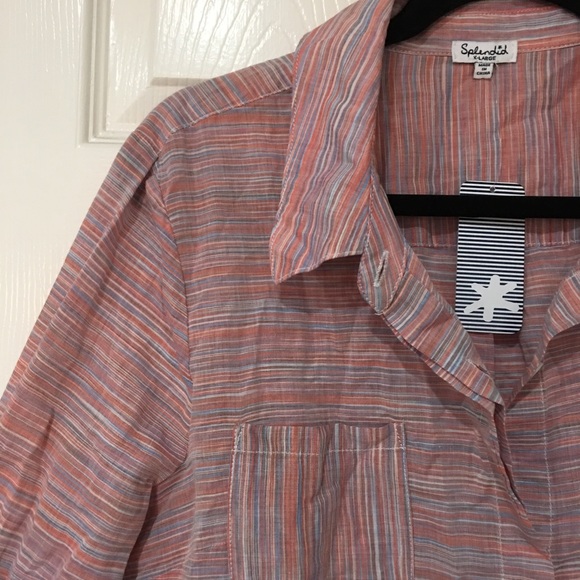 Splendid Pink Capri Henley Shirt - Picture 3 of 7