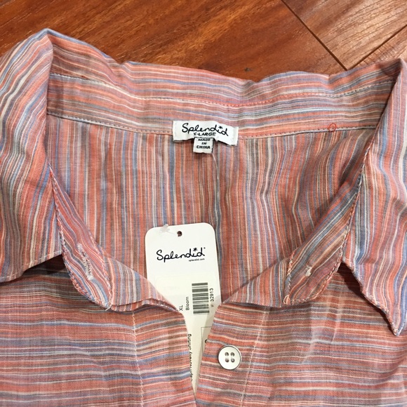 Splendid Pink Capri Henley Shirt - Picture 7 of 7