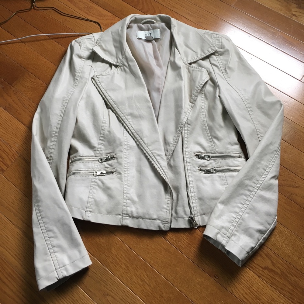 White/cream leather jacket