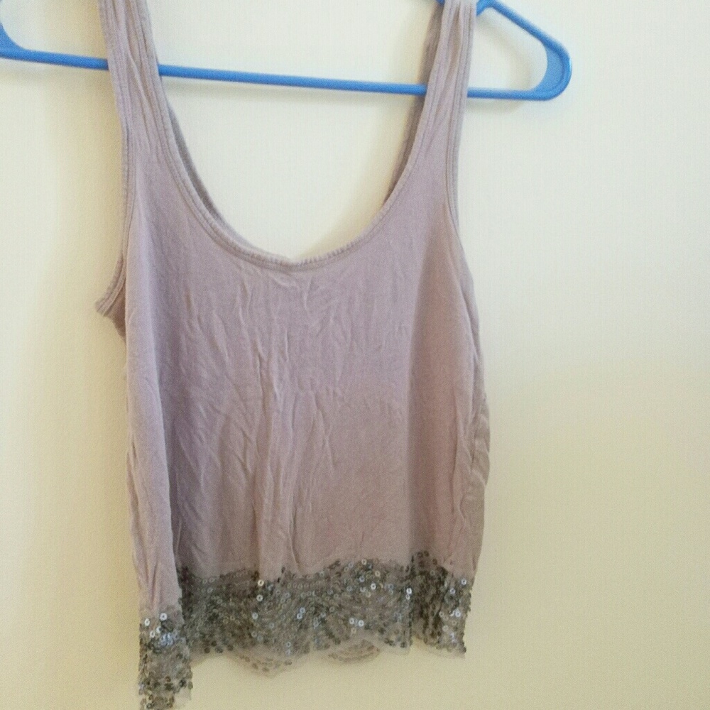 Tan Sequin Tank Top