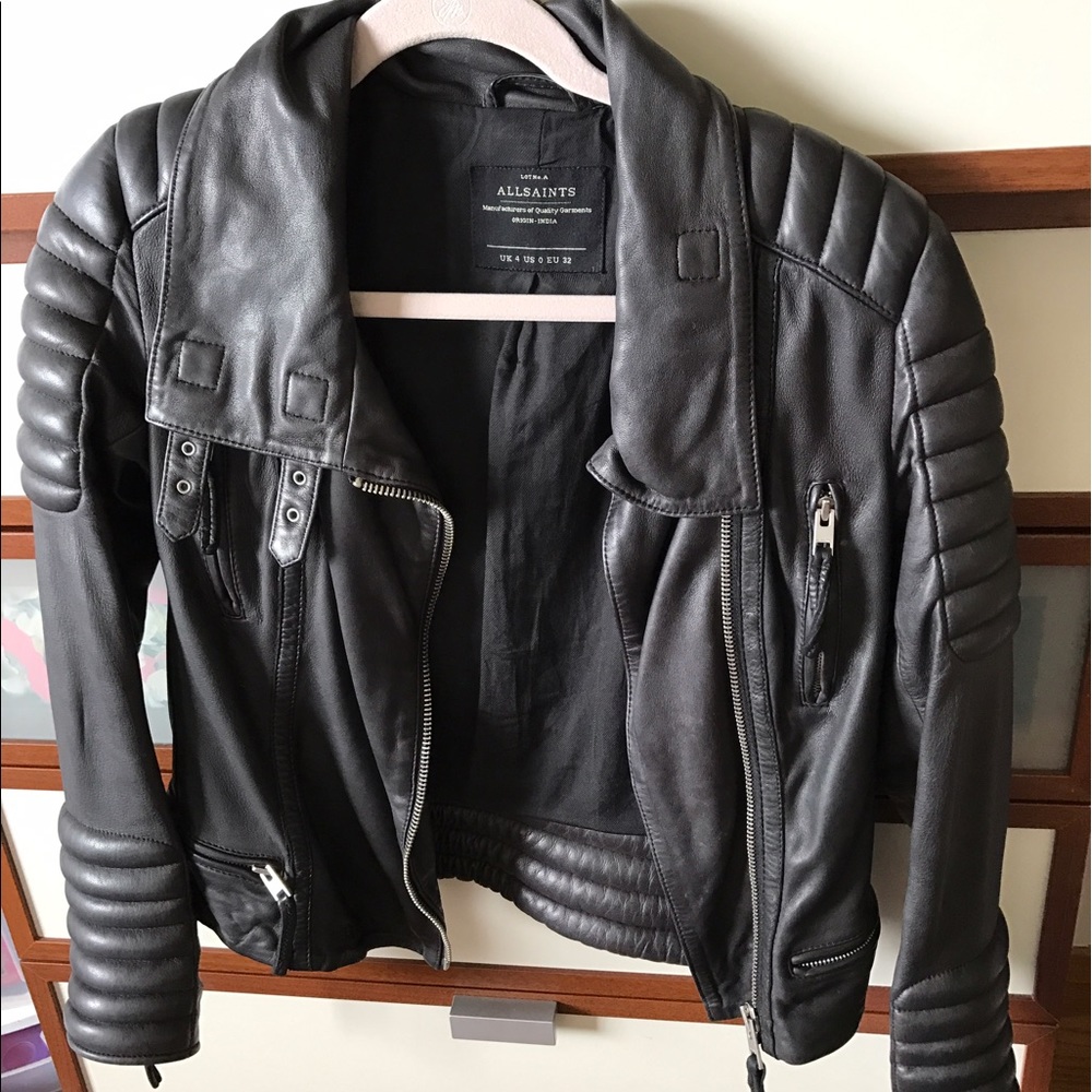 Leather moto jacket all saints size 0