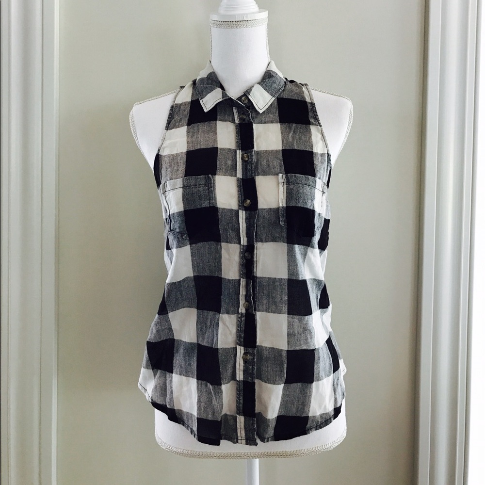 Black and White Plaid Tank Top