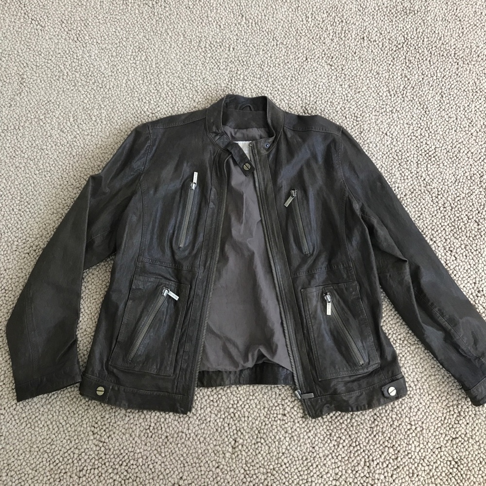Womens Michael Kors brown leather jacket XL.
