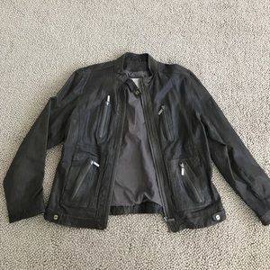 Womens Michael Kors brown leather jacket XL.