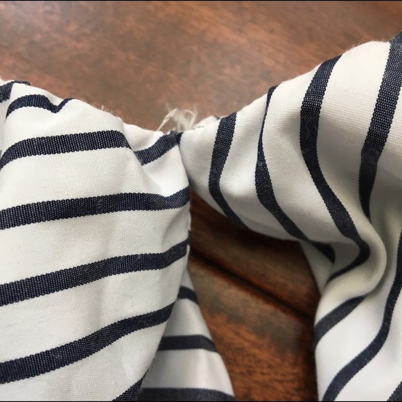 Black Striped Ruffle Off Shoulder Bell Sleeves Top - Picture 6 of 7