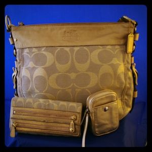 Large Coach Bag with Matching Wallet & Camera Case
