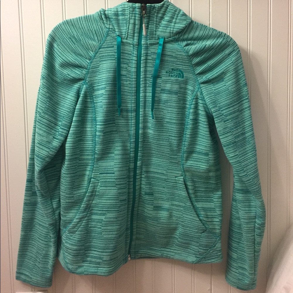 The North Face Teal and blue stripped jacket