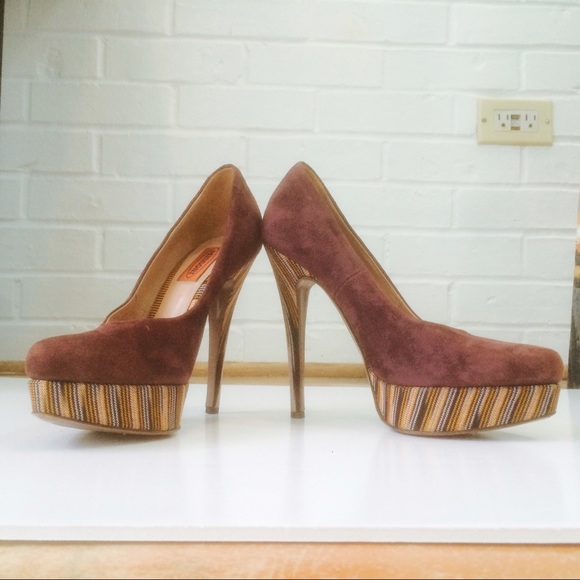 Missoni Suede and Signature Fabric Platform Heels - Picture 2 of 5