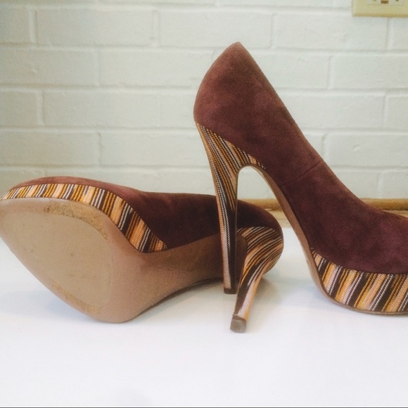 Missoni Suede and Signature Fabric Platform Heels - Picture 3 of 5
