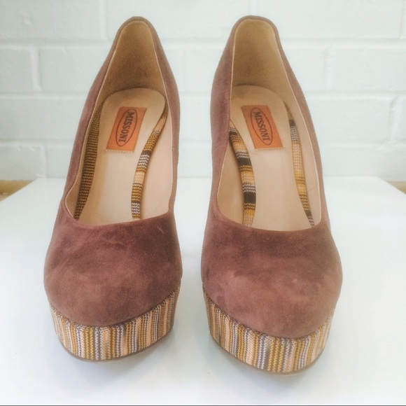 Missoni Suede and Signature Fabric Platform Heels - Picture 4 of 5