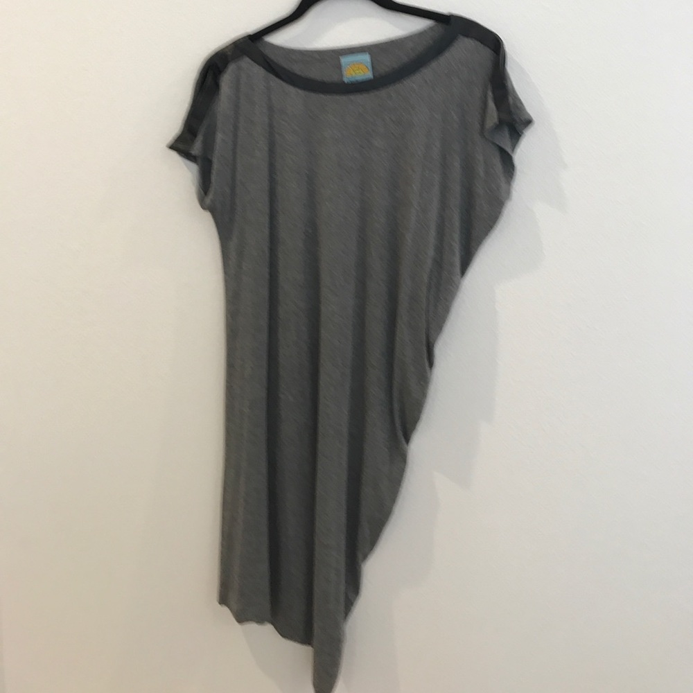 Grey, draped t-shirt dress