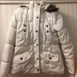 White dollhouse winter jacket with fur hood