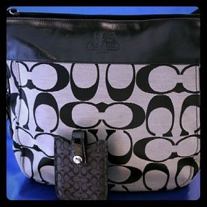 Large Coach Bag with Matching Card Case & Makeup